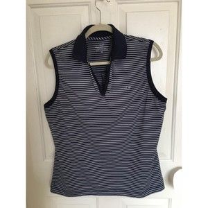 VINEYARD VINES XLarge Women's V Neck Navy White Striped Sleeveless Top